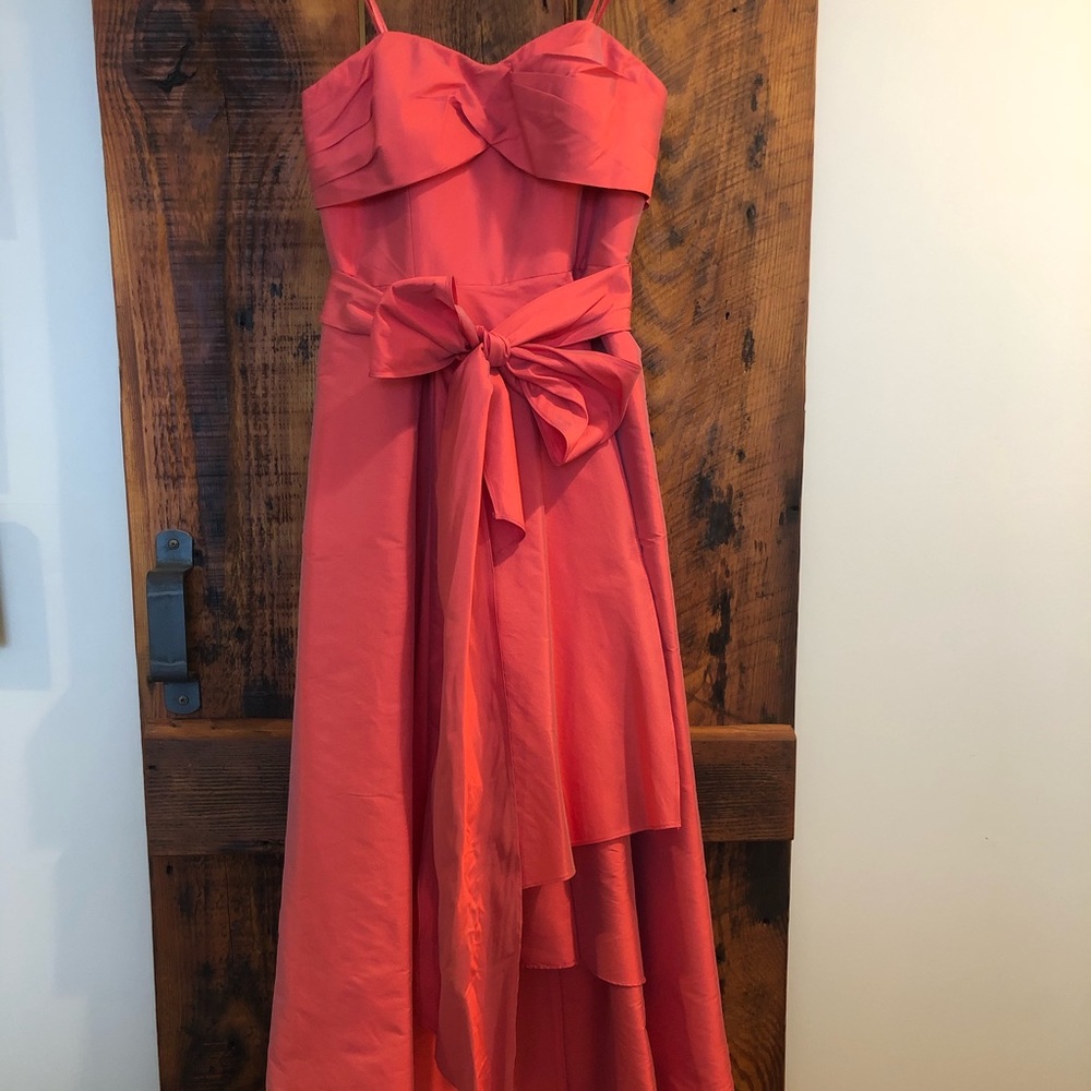 Coral Strapless HighLow Adrianna Papell Dress wBow
